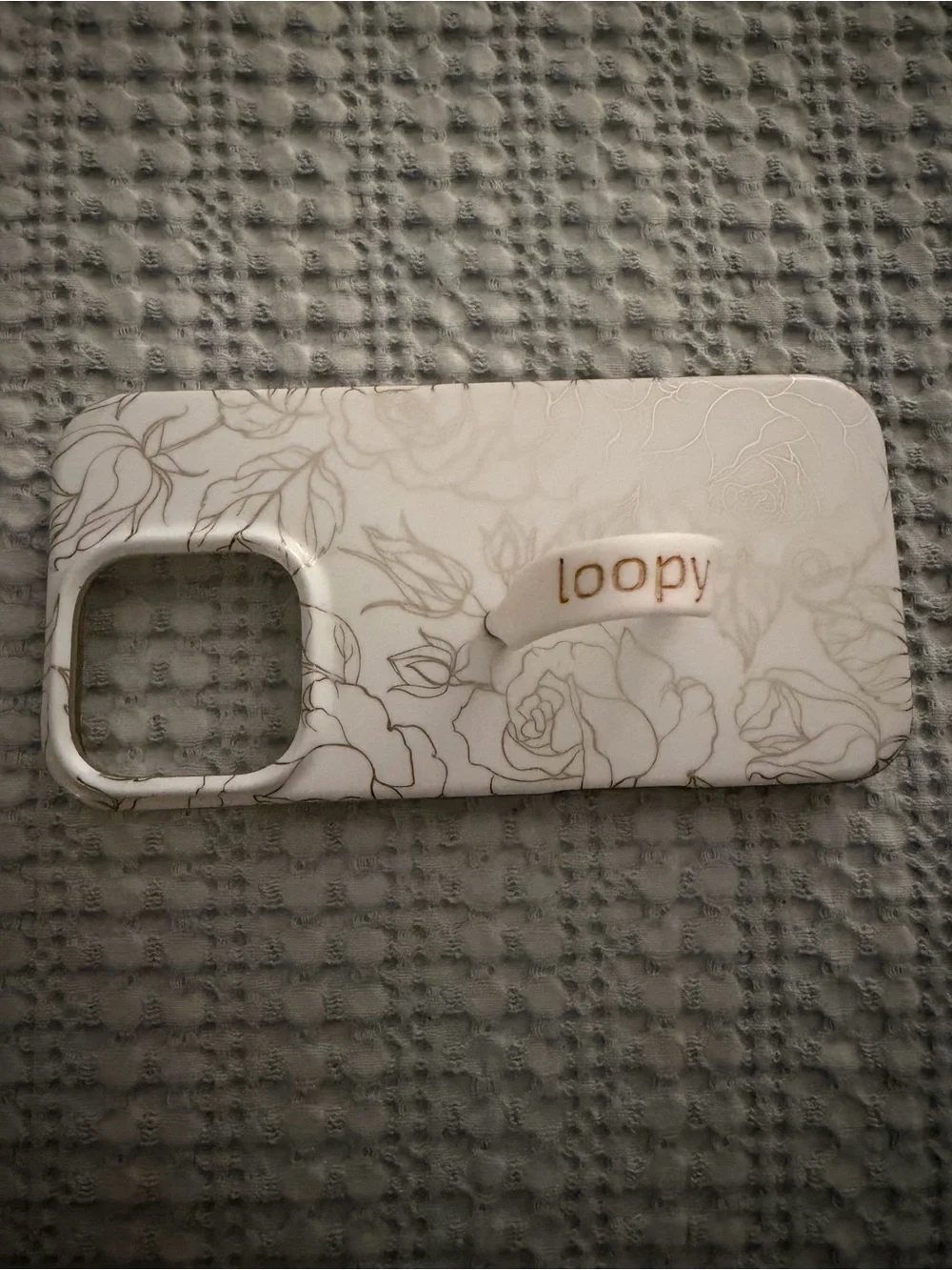 Loopy Floral White Phone Case with Gold Accent